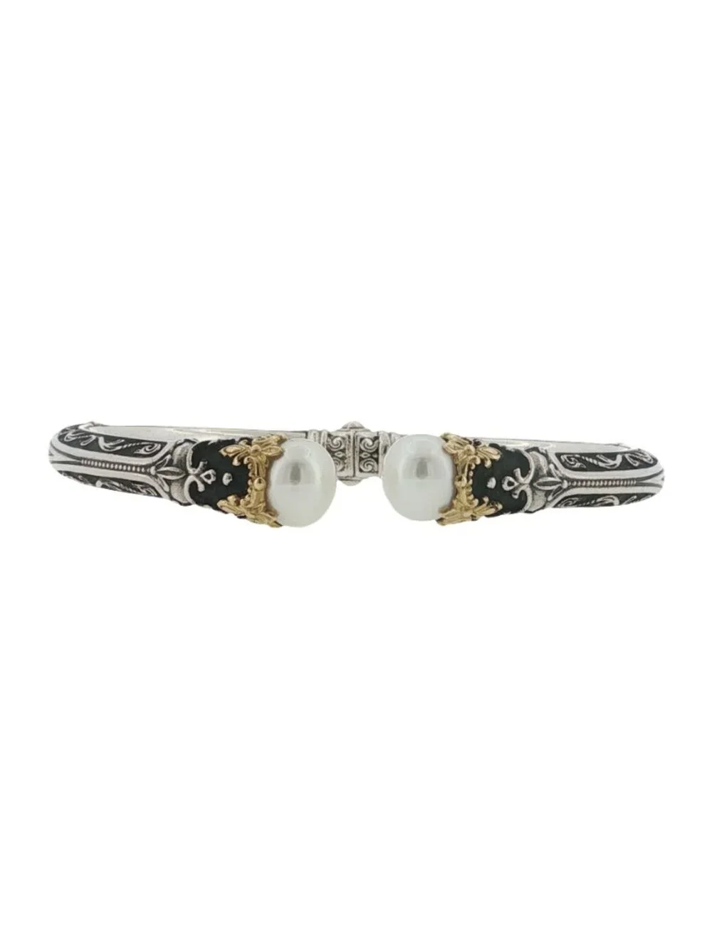 Konstantino 925 Sterling Silver 18K Gold Nemesis Cultured Pearl Bangle 7